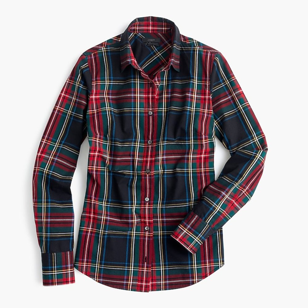 J. Crew Perfect Stewart Tartan Plaid Shirt Sz 00P